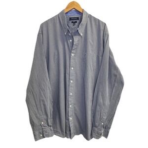 Crown & Ivy Mens Button Up Shirt Size 2XLT Blue gingham Long Sleeve Crown‎ Logo